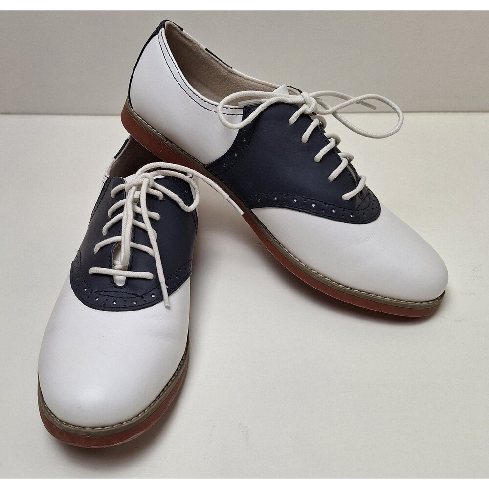 Eastland Sadie Black & White Leather Saddle Oxford Shoes 3331-86, Women's 9.5